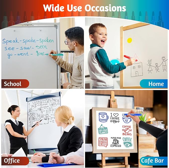 Dry Erase Markers, Fine Tip Whiteboard Markers, Low Odor Dry Marker, Fine Point Marker are pecfect for Whiteboard Mirrors Glass, 36 pack 4 Assorted Color Markers for School Office Home