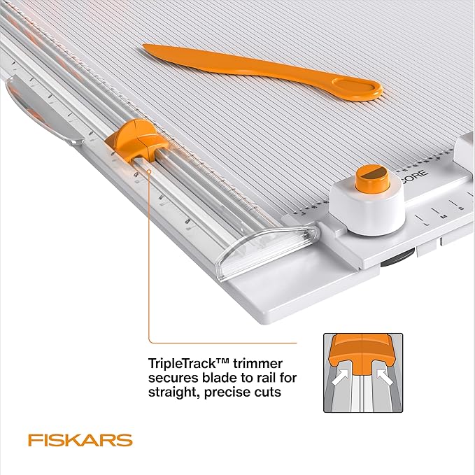 Fiskars 12" All-in-One PPC Tool, TripleTrack System, Scoring Surface, Pom Pom and Tassel Maker, Compact Folding Design for Crafting