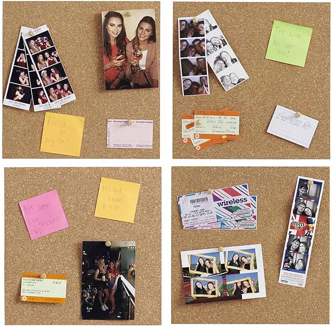 SUNGIFT Cork Board 12"x12" - 1/2 Inch Thick Self-Adhesive Tiles, 6 Pack | Square Bulletin Boards Cork Tiles with 50 Push Pins for Walls in Home, Office, Dorm, Photos, Notes