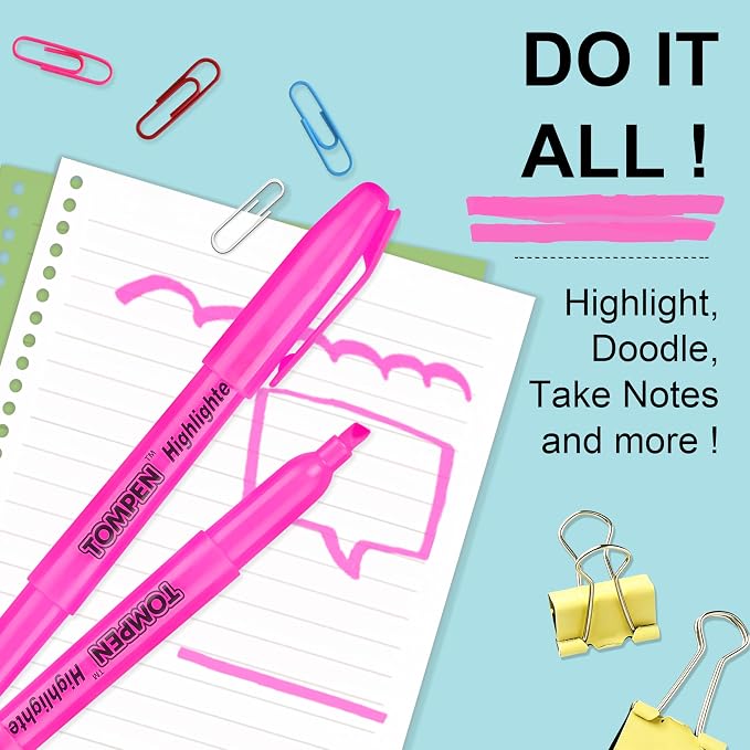 Highlighters Pink 48 Pack,Bible Highlighters No Bleed–Bulk Chisel Tip Highlighter Markers Set for School,Office,Study,Journaling–Smear-Free,Quick Dry–Fluorescent Pens for Teachers Students