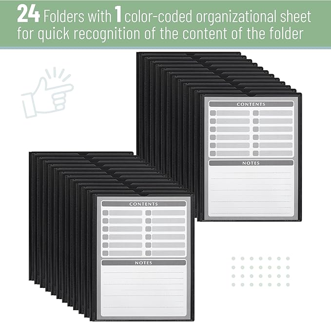 Mr. Pen- Black Plastic Folders with Pockets and Prongs, 24 Pack, Letter Size, Black Flexible Plastic Folders with Prongs, Clear Front Pocket and Card Slot