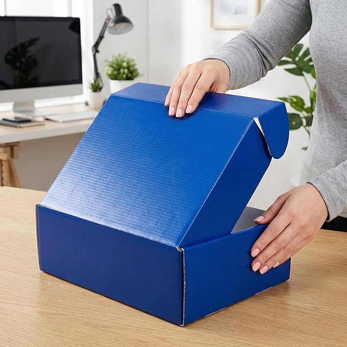 PHAREGE 12x9x4 inch Gift Shipping Boxes Bulk 6 Pack Blue, Tab Lock Tuck Top Mailing Boxes for Packaging Small Business, Medium Cardboard Mailer Boxes for Wrapping Present