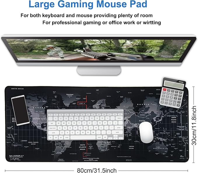 Professional Large Mouse Pad,31.5 x 11.8 in Extended Gaming Mouse Pad,Smooth Lycra Fabric,Non-Slip Rubber Base,Precision Stitched Edges, for Work,Gaming,Writting & Home-80x30 Dtcmh