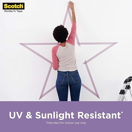 Scotch Delicate Surfaces Painters Tape, 1.88 in x 60 yd, Damage-Free Painting Prep, Protect Delicate Surfaces, UV & Sunlight Resistant, Solvent-Free Adhesive, Indoor Masking Tape, 1 Roll (2080-48EC)
