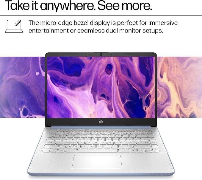 HP Pavilion Laptop 2026 Notebook for Students & Remote Work, Intel N150, 16GB RAM, 128GB Storage, 256GB SD Card, Lightweight, Long Battery Life, Wi-Fi 6, 1 Year Office 365, Win 11 Home S, Steel Blue