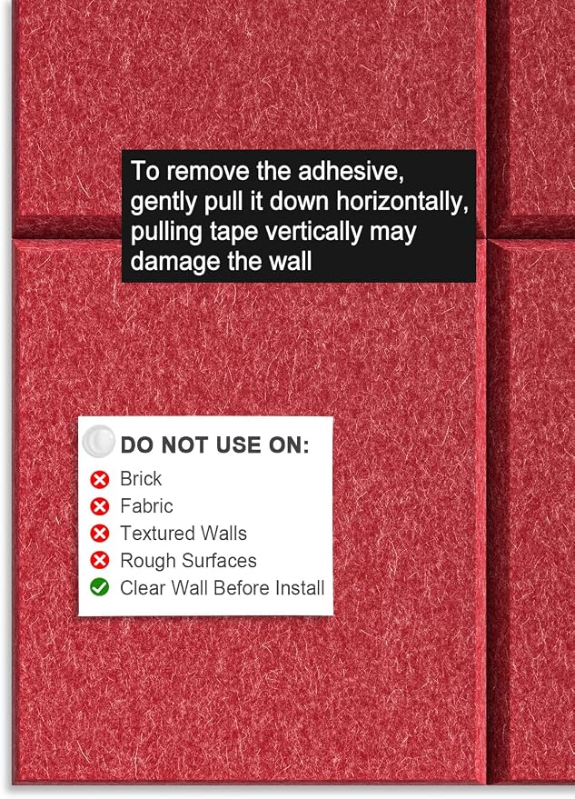 Hsurbtra Large Cork Board for Wall 36 x 24 Inch, 6 Pack Felt Bulletin Notice Board with Pushpins for Office Home School Farmhouse Wall Decor, Red