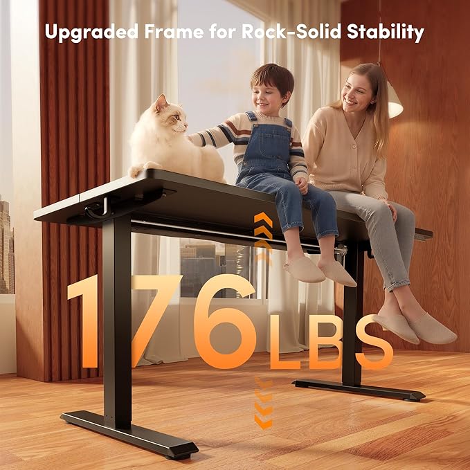 FEZIBO Standing Desk 48 × 24 Inch Electric Height Adjustable, Black | Sit and Stand Up Adjustable Desk, Home Office Computer Desk with 3 Customizable Memory Presets