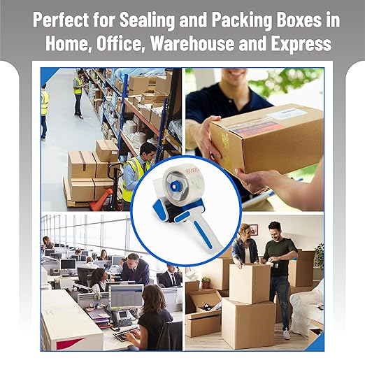 Mr. Pen- Packing Tape Dispenser Gun 2-Inch, Blue, 4 Pack with 4 Rolls Tape, Heavy Duty Packing Tape with Dispenser for Mailing, Moving Boxes and Packaging