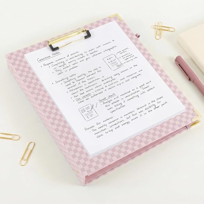 Aesthetic Clipboard Binder with Dividers - 3 Ring Organizer for Work | Sturdy Document Organizer, Clipboard Folder and Planner Folio for Streamlined School Projects, Notes and Office Productivity