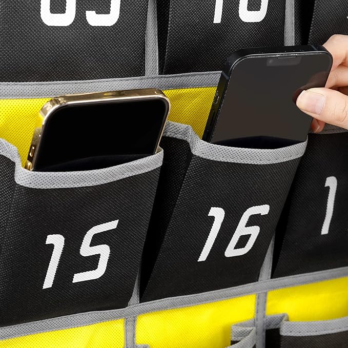 Loghot 36 Numbered Pockets Classroom Pocket Chart for Cell Phone Holder | Wall Door Hanging Pocket Organizer for Phone Calculator Holder, Phone Pouch for School Classroom & Office Phone Management