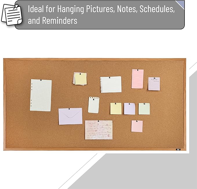 Mr. Pen- Cork Notice Board, 48 X 24 Inches, Cork Bulletin Board for Walls, Pin Boards, Framed Corkboard, Decorative Hanging Pin Boards, Perfect for Office & Home Decor