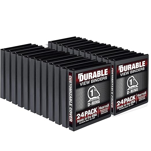 Samsill Durable 1 inch 3 Ring Binder, D Ring Binder, 100% Recycled Chipboard, Black, 24 Pack - Bulk
