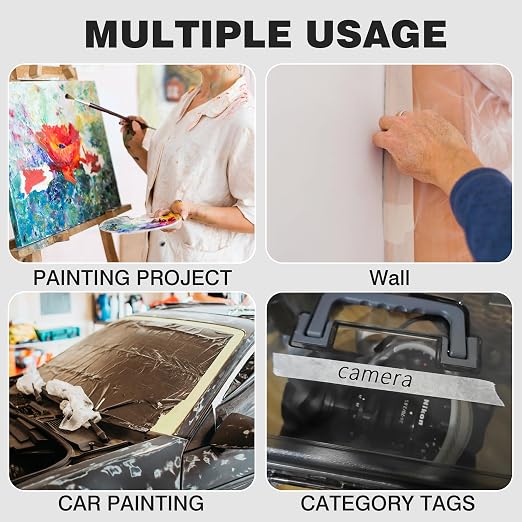 Masking Tape 3 inch Wide, General Purpose Beige White Painters Tape for Crafts Painting Labeling Edge Finishing, 3inch X 55 Yards
