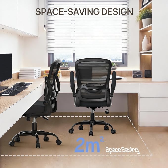 Ergonomic Office Chair w/Adjustable Lumbar, Flip Armrest, 135° Recline | Supports 300 lbs · Seat 19.48"–23.4" · Breathable mesh · 20–30 min assembly · 5-year warranty