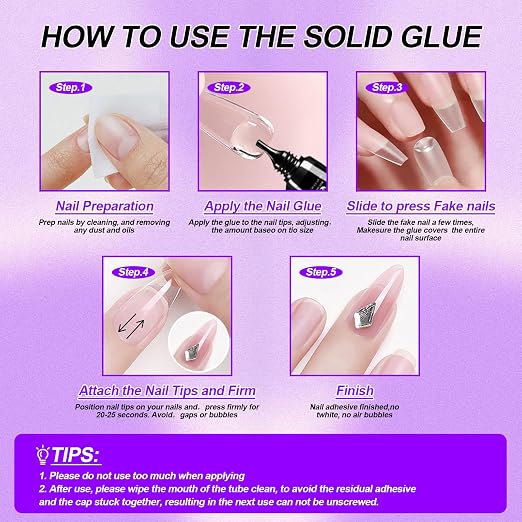Nail Glue for Press Ons and 15g Remover with Cuticle Pusher Set, No UV Needed, Quick Dry Strong Semi Solid Glue for Press On, Long Lasting Adhesive for Fake Acrylic Nails