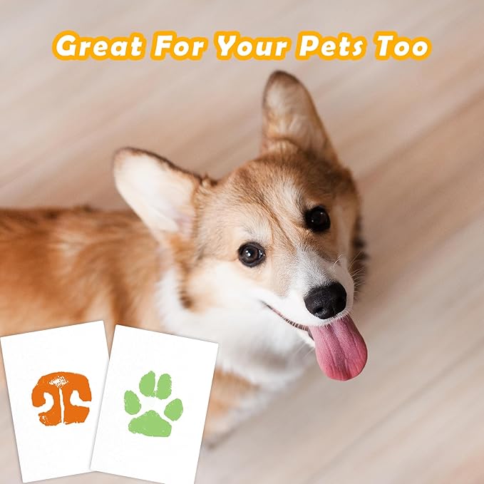 4-Pack Baby Inkless Hand and Footprint Kit Paw Nose Print Kit for Dogs Cats Pets Clean Touch Ink Pad for Baby Pets Newborn Keepsake Mess-Free Ink Pad