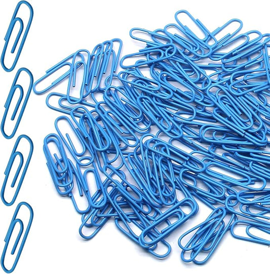 Luomorgo 120 Pcs Blue Paper Clips - 1.1 Inch (28mm) Vinyl Coated Metal Paperclips for Office, School, Home, Bookmark & Document Organizer