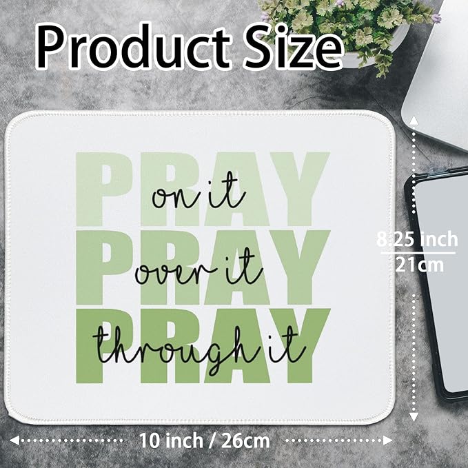 Green Christian Mouse Pad Bible Verses Small Mouse Pads for Desk, Religious Computer Mousepad Cute Jesus Mousepads for Office Scripture Church Gifts for Women Girls 10.2x8.2