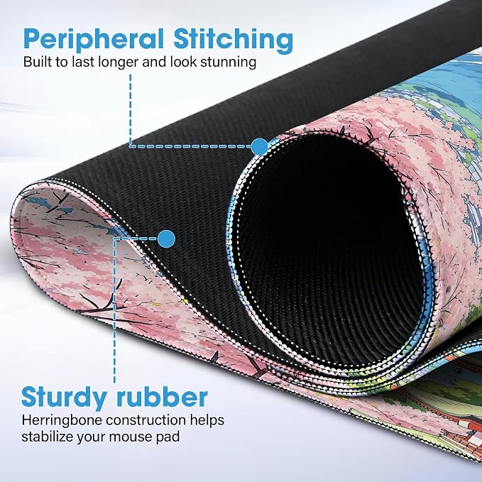 Waterproof Desk Mat 31.5x15.7 Inch - Extra Large Mouse Pad, Building | Covers Full Desk Non Slip Rubber Backing Easy to Clean