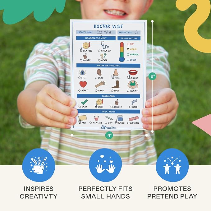 Pretend Play Notepads - 6-Pack Kids Play Pads | 40 Pages Each of Restaurant, Doctor, Boarding Pass, Report Card, Nature Walk & Soda Shop for Imaginative Role Play