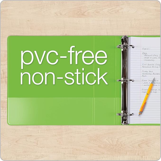 Cardinal 3 Ring Binders, Binders for School and Office, Durable 2 Inch Binder with Round Rings, Holds 475-Sheets, ClearVue Covers, Non-Stick, PVC-Free, Assorted Colors, 4 Pack (29311)