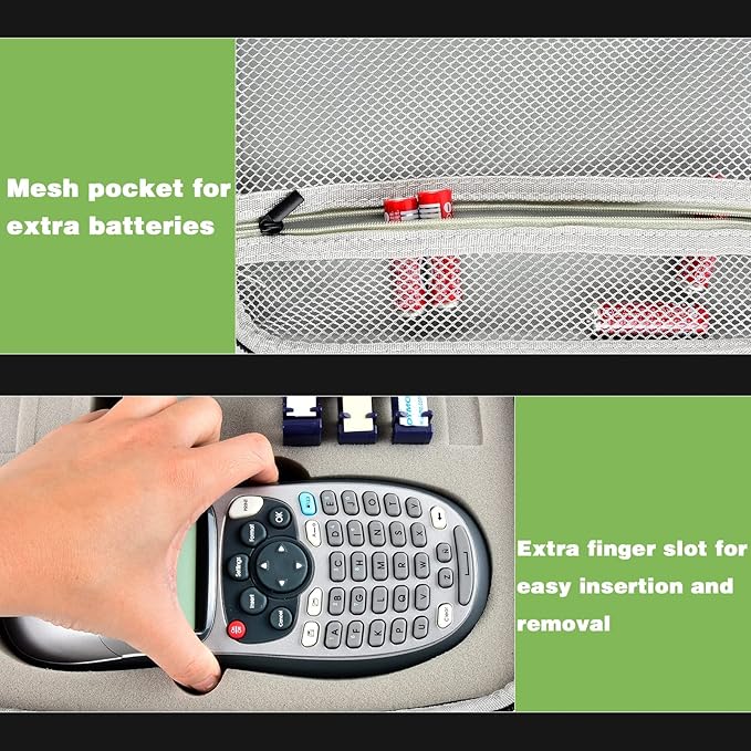 Case Compatible with DYMO LetraTag LT-100H Handheld Label Maker Machine, Holder for Labeler Makers Printer Machine & Labeling Tapes Refills, with Mesh Pocket for Accessories- (Grey Sponge)