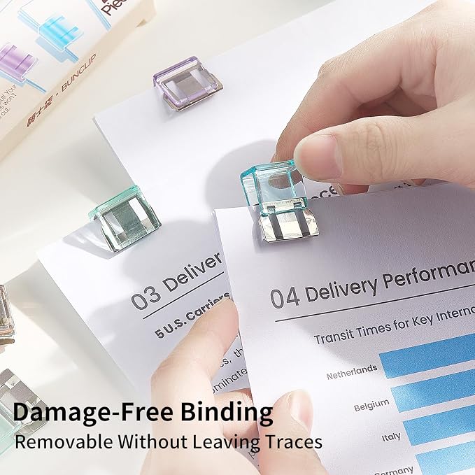 Push Paper & Binder Clips, 80 Pack 50 Sheet Heavy Duty No Damage | Reusable medium clamps with mark-free design. Ideal for office, school, home organization and daily paperwork sorting.