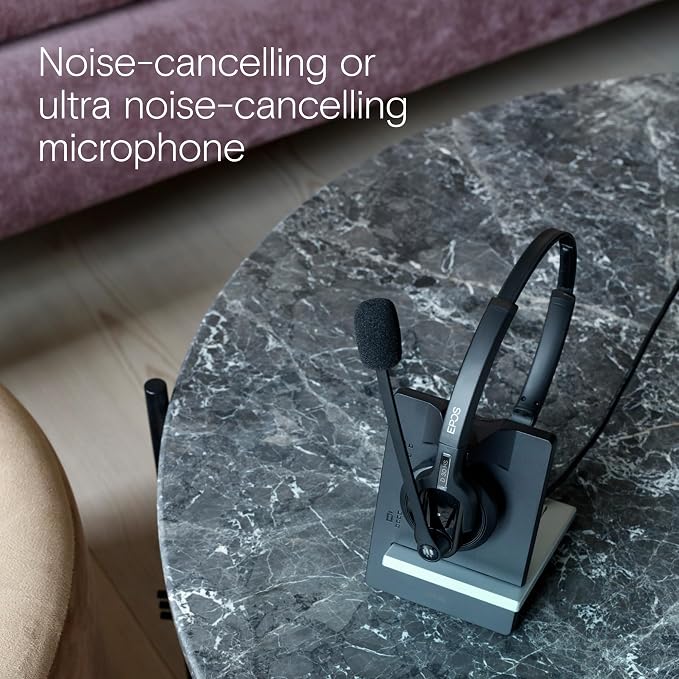 EPOS Impact D 30 Phone - Wireless DECT Dual Ear Headset for Connection to a Desk Phone, Black