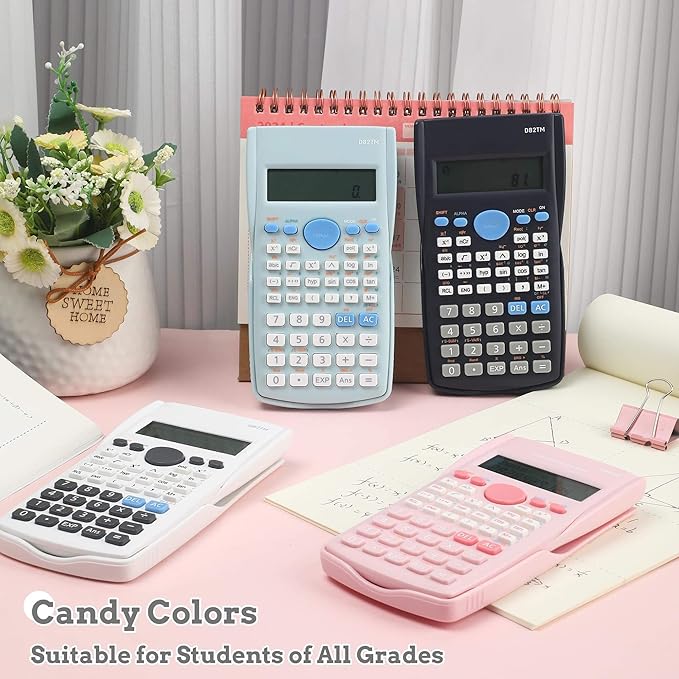 Scientific Calculator, 2 Line Cute Scientific Math Calculator Function Calculator for Students Algebra Geometry Basic Caculator for Middle and High School Students College School Supplies (Pink)
