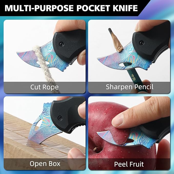 Pocket Knife for Women Men，Cool Folding Knife Box Cutter，Small Pocket Knife with 1.38''Sharp Blade，Mini EDC Knives for Everyday Carry,Ideal Gifts for Men and Women（Galaxy）