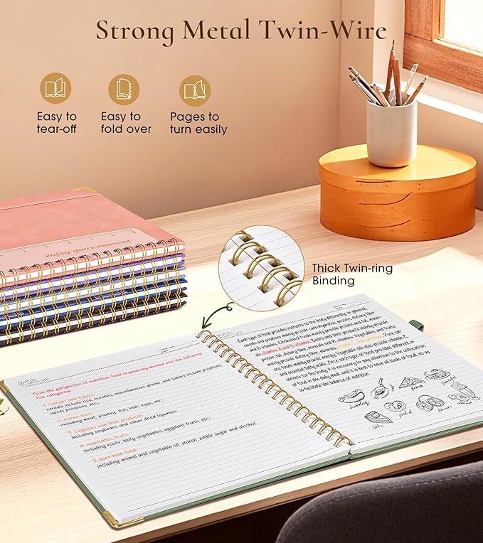 Hardcover Spiral Notebook Journal 8.5” x 11”, A4 Large Cute Notebooks for Women Men, Lined College Ruled Notebook, 100 GSM Paper, Spiral Bound Journals for Work School Note Taking Business, Purple Marble
