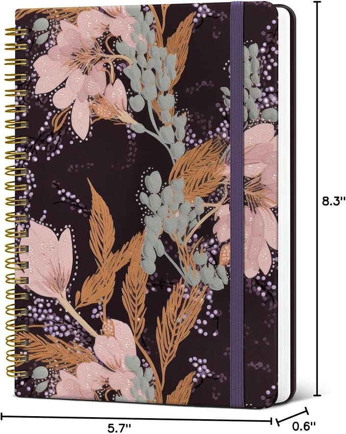 Lined Spiral Journal Notebook for Women, A5 College Ruled Journals for Writing, Hardcover Notebooks for Work, Note taking and Office School Supplies,140 Pages - Lineage Flora