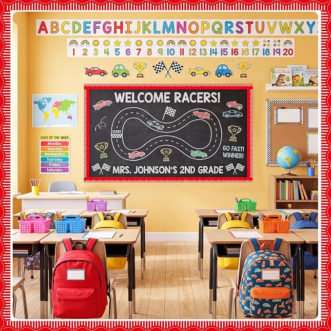 2 Rolls 65.6ft Red Striped Bulletin Board Borders Decoration Scalloped and Straight Edge Bulletin Borders Board Trim for Office School Classroom Chalkboard Party Decoration