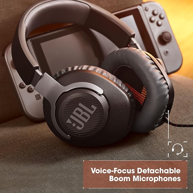 JBL Quantum 100 - Wired Over-Ear Gaming Headphones - Black, Large | Be at the center of the game with JBL QuantumSOUND Signature, Play even longer in memory foam comfort