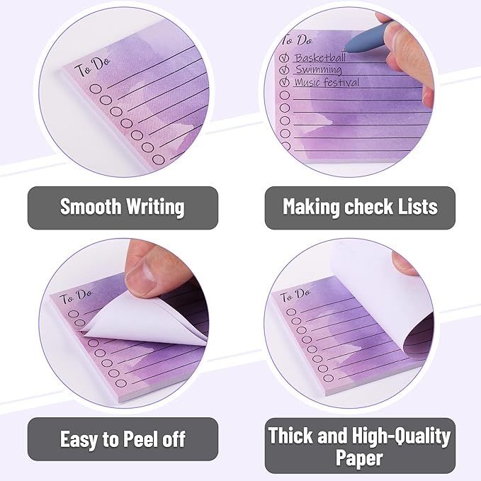 Mr. Pen- to Do List Sticky Notes, 3"x4", 9 Pads, 450 Sheets, Daily to Do List Notepad, Lined Sticky Notes, Watercolor