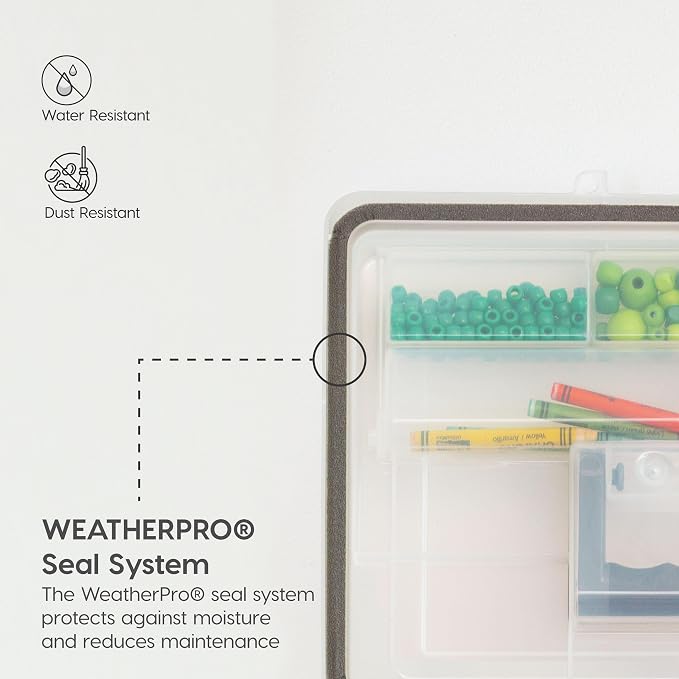 IRIS USA WeatherPro Portable File Box Organizer, 19 Qt. Pearl | Store and transport letter size files, documents and records with weather resistant protection and secure latching