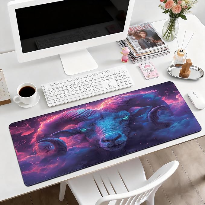 Gaming Desk Mat with Silky Smooth Surface & Exquisite Patterns,31.5x11.8 Inches Large-Sized Mouse Pad, Perfect for Extended Gaming,Work,and Home Office Decor (Taurus 1)