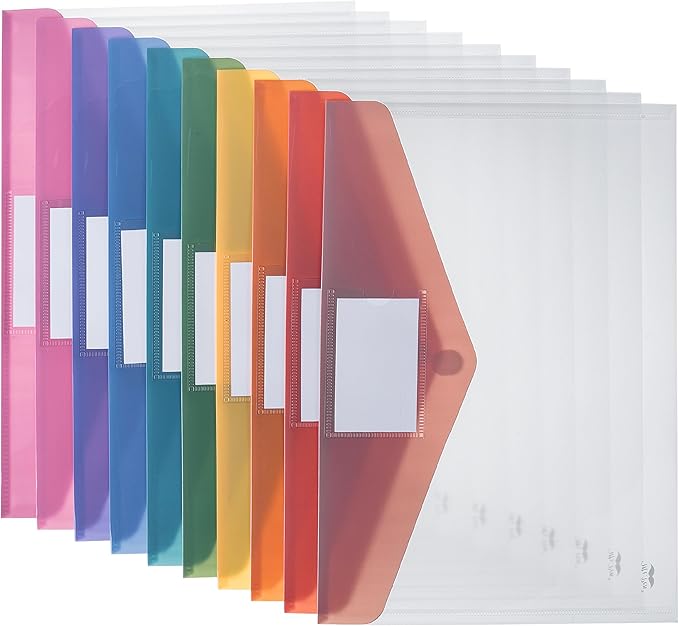 Mr. Pen- Clear Plastic Envelopes, 30 Pack, A4, Letter Size, Colorful, Clear Folders for Documents Plastic Envelopes for Documents