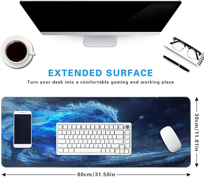 Cool Lion Galaxy Star Extended Gaming Mouse Pad, Multipurpose Non-Slip Rubber Base Large Keyboard Mousepad Desk Mat for Office Home, 31.5" X 11.8"