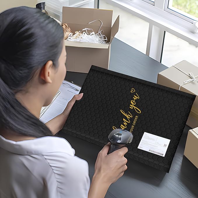 JinRuiKJ Thank You Bubble Mailers 6x10" 25 Pack, Padded Envelopes, Strong Adhesion Padded Mailers, Cushioning Padded Shipping Envelopes for Jewelry, Makeup - Black