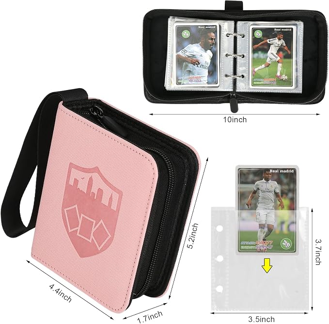 GERMUN Mini Card Binder 1 Pocket, 80 Pockets Trading Card Binder, Premium Small 2 Pocket Trading Card Collection Album Folder with 40 Sleeves Double Sided - Gifts for Kids (Pink)