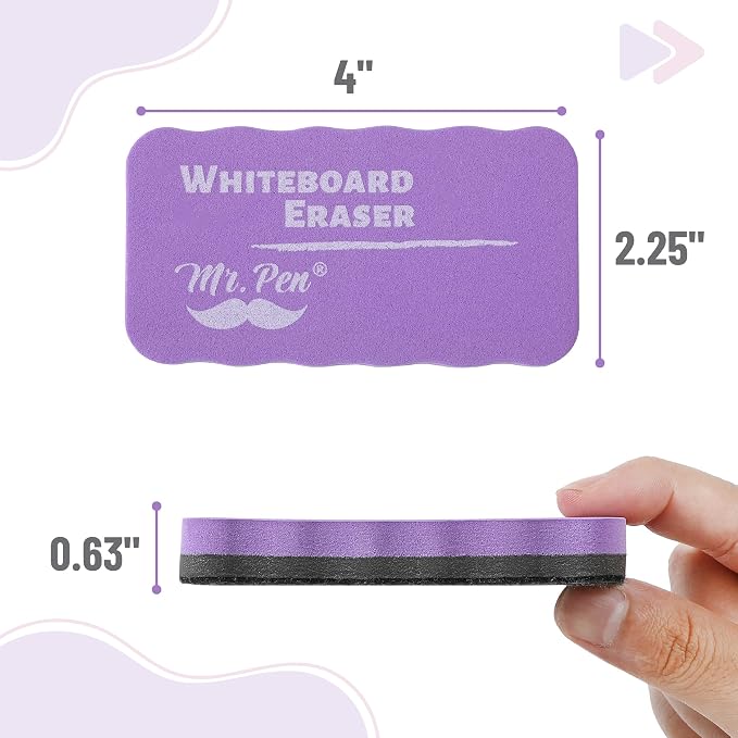 Mr. Pen- Magnetic Dry Erase Erasers, 4"x2.25", 8 Pack | Colorful Magnetic Whiteboard Erasers for White Board, Classroom, Home, Office, Back to School Supplies