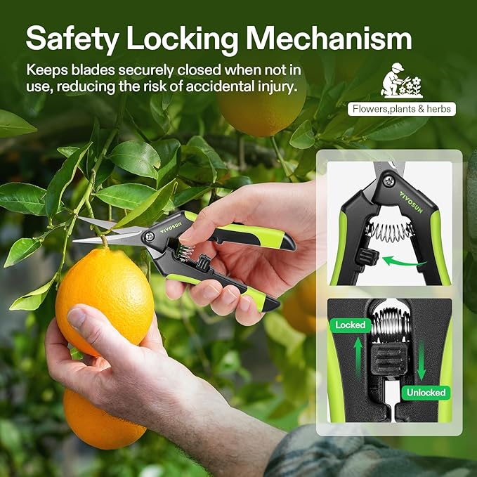 VIVOSUN Gardening Hand Pruner Pruning Shear with Straight Stailess Steel Blades (Black, Straight Blade, 3 Pack)
