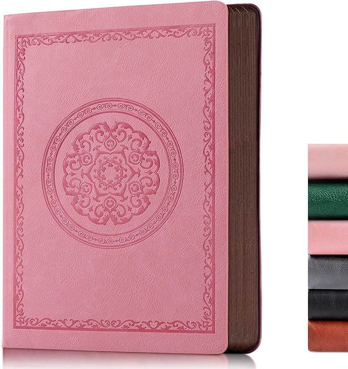 2026 Leather Vintage Journal Notebook,300 Pages,Leather Softcover Lined Journal Notebooks for Women Men,Notebook Journals for Writing Travel,Business,Office,5.7'' X 8.3'',Pink