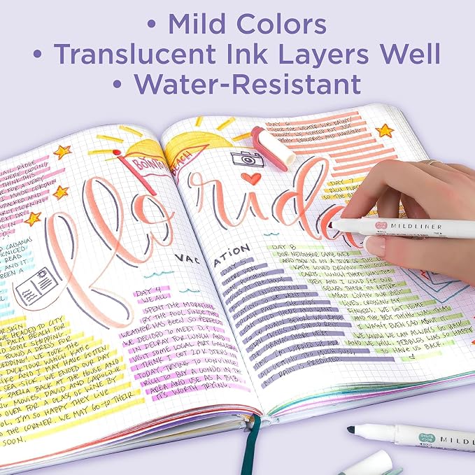 Zebra Pen MILDLINER Highlighter, Neutral Vintage Colors, Dual Tip, 15-Pack | No Bleed, Broad and Fine Point Tip, Ideal for Bible Highlighting, Journaling, School, Teacher and Office Supplies (78315)