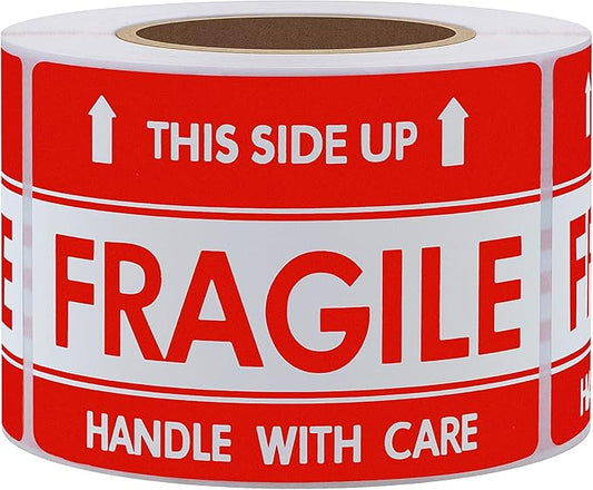 Hybsk This Side Up Fragile Stickers 2x3 Inch Handle with Care Shiping and Packing Warning Adhesive Label 300 Per Roll (2x3 inch)