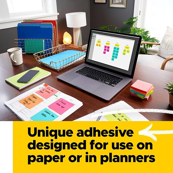 Post-it Pop-up Notes 3x3 in, 12 Pads, America's #1 Favorite Sticky Note, Alternating Colors of Power Pink & Vital Orange and Aqua Splash & Acid Lime, Poptimistic Collection, Clean Removal, Recyclable