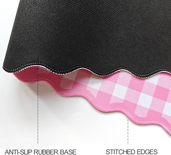 Scalloped‌ Pink Checkered Gingham Desk Mat Cute Pastel Large Mouse Pad Kawaii Cottagecore ‌Vintage‌ Girly Laptop Keyboard Computer Mat Pad Aesthetic Cozy Office Desk Decor for Women