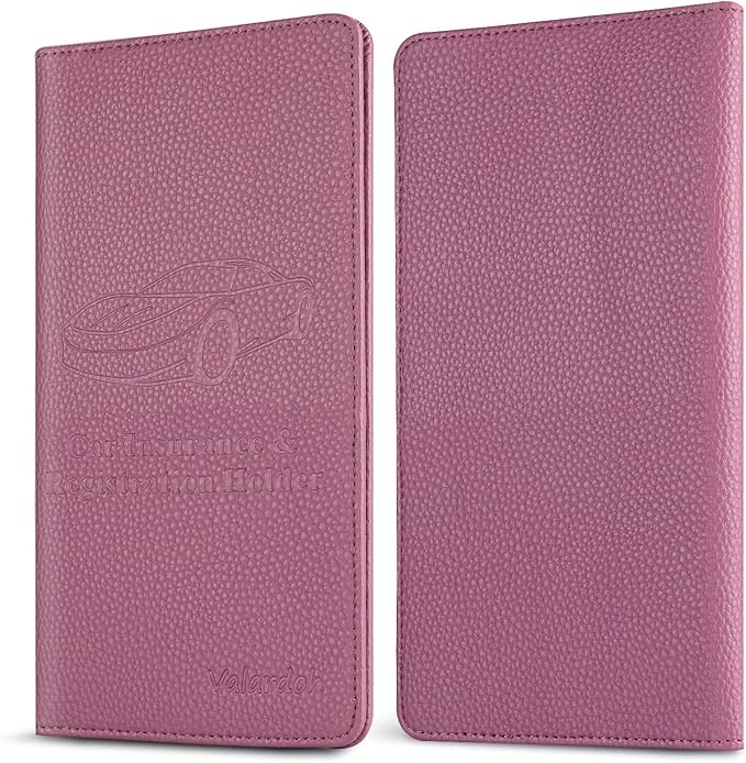 Premium Car Registration and Insurance Card Holder, Car Document Holder for Cards, Driver License & other Essential Documents (Purple)
