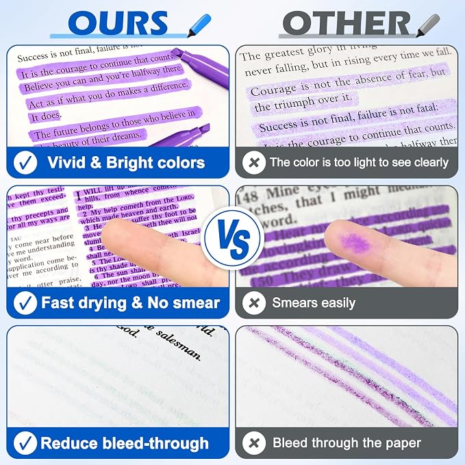 Duchong Highlighters, 30 Packs Purple Highlighter Bulk, Chisel Tip Dry-Quickly No Bleed Highlighter Markers for Adults Kids, Office Classroom Must Have, School Supplies for Teachers